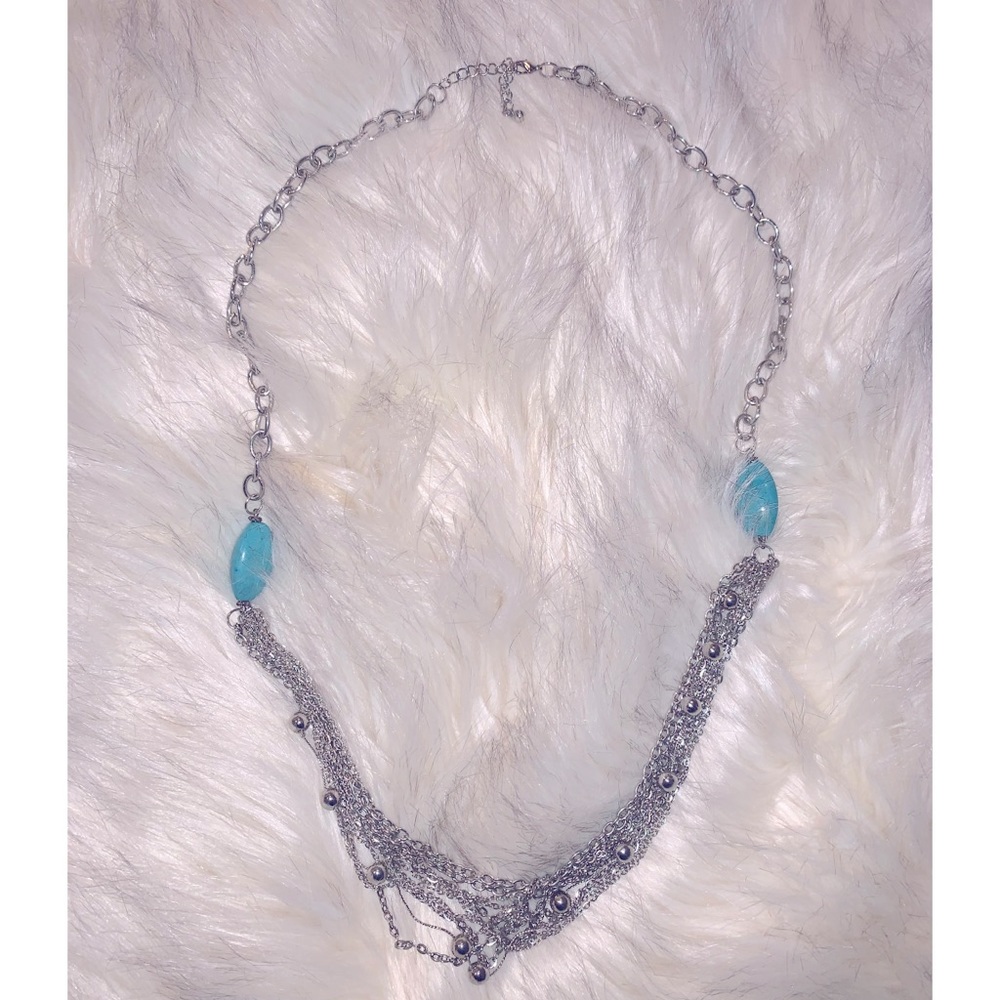 Turquoise & Silver Long Necklace